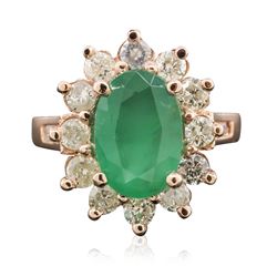 14KT Rose Gold 2.66 ctw Emerald and Diamond Ring