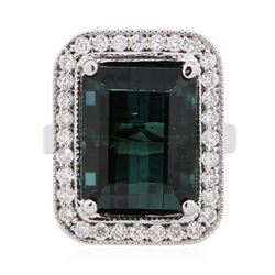 14KT White Gold 11.30 ctw Tourmaline and Diamond Ring