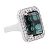 Image 2 : 14KT White Gold 11.30 ctw Tourmaline and Diamond Ring