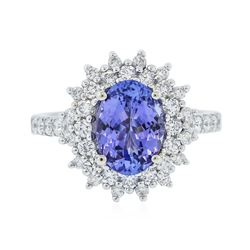 14KT White Gold 1.91 ctw Tanzanite and Diamond Ring