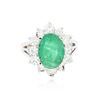 Image 1 : 14KT White Gold 3.41 ctw Emerald and Diamond Ring