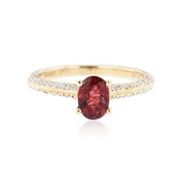 14KT Yellow Gold 0.85 ctw Rubellite and Diamond Ring