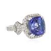 Image 2 : 14KT White Gold 6.30 ctw Tanzanite and Diamond Ring