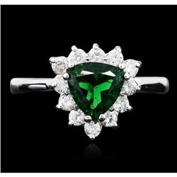 18KT White Gold 1.15 ctw Green Tourmaline and Diamond Ring