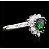 Image 2 : 18KT White Gold 1.15 ctw Green Tourmaline and Diamond Ring