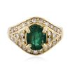 Image 1 : 14KT Yellow Gold 2.01 ctw Emerald and Diamond Ring