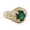 Image 2 : 14KT Yellow Gold 2.01 ctw Emerald and Diamond Ring