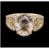 Image 1 : 14KT Yellow Gold 3.71 ctw Morganite and Diamond Ring