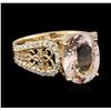 Image 2 : 14KT Yellow Gold 3.71 ctw Morganite and Diamond Ring