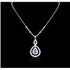 Image 1 : 14KT White Gold 2.73 ctw Sapphire and Diamond Necklace