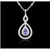 Image 2 : 14KT White Gold 2.73 ctw Sapphire and Diamond Necklace