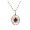 Image 2 : 14KT Two-Tone Gold 1.53 ctw Ruby and Diamond Pendant With Chain