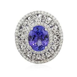 14KT White Gold 3.00 ctw Tanzanite and Diamond Ring