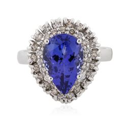 14KT White Gold 4.25 ctw Tanzanite and Diamond Ring