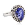 Image 2 : 14KT White Gold 4.25 ctw Tanzanite and Diamond Ring