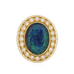 14KT Yellow Gold 6.21 ctw Opal and Diamond Ring