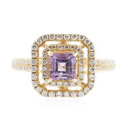 14KT Yellow Gold 0.67 ctw Amethyst and Diamond Ring