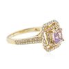 Image 2 : 14KT Yellow Gold 0.67 ctw Amethyst and Diamond Ring