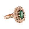 Image 2 : 14KT Rose Gold 2.98 ctw Emerald and Diamond Ring