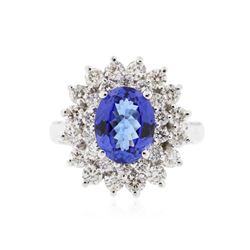 14KT White Gold 2.01 ctw Tanzanite and Diamond Ring