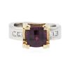 Image 1 : 14KT Two-Tone Gold 4.87 ctw Almandite and Diamond Ring