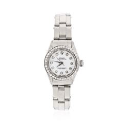 Ladies Rolex Stainless Steel Diamond Oyster Perpetual Wristwatch