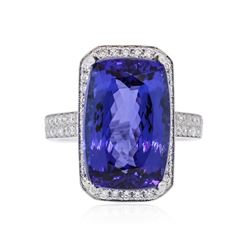 18KT White Gold GIA Certified 13.23 ctw Tanzanite and Diamond Ring