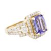 Image 2 : 14KT Yellow Gold 3.32 ctw Tanzanite and Diamond Ring