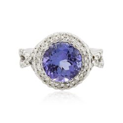 14KT White Gold 3.51 ctw Tanzanite and Diamond Ring