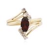 Image 1 : 14KT Yellow Gold 1.00 ctw Garnet and Diamond Ring