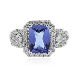 14KT White Gold 2.14 ctw Tanzanite and Diamond Ring