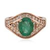 Image 1 : 14KT Rose Gold 1.54 ctw Emerald and Diamond Ring