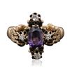 Image 1 : 14KT Yellow Gold 1.00 ctw Amethyst and Diamond Ring