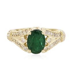 14KT Yellow Gold 1.25 ctw Emerald and Diamond Ring