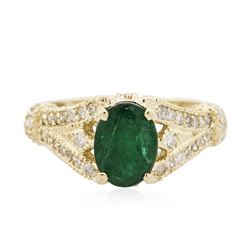 14KT Yellow Gold 1.25 ctw Emerald and Diamond Ring