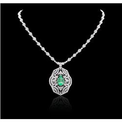 18KT White Gold 5.64 ctw Emerald and Diamond Necklace