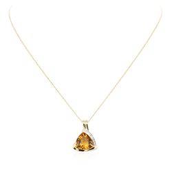 10KT Yellow Gold 3.25 ctw Yellow Topaz and Diamond Pendant With Chain