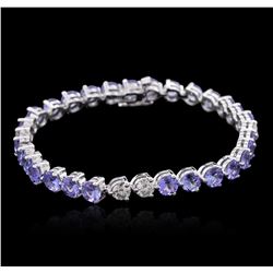 14KT White Gold 11.20 ctw Tanzanite and Diamond Bracelet