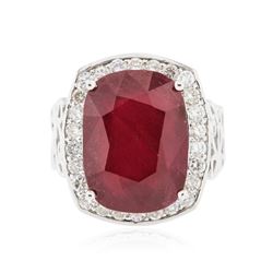 14KT White Gold 17.63 ctw Ruby and Diamond Ring