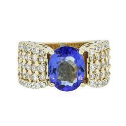 14KT Yellow Gold 2.24 ctw Tanzanite and Diamond Ring