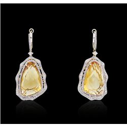 14KT Yellow Gold 35.28 ctw Citrine and Diamond Earrings