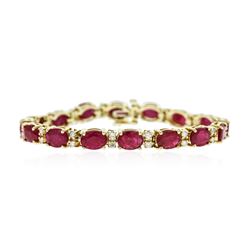 14KT Yellow Gold 16.16 ctw Ruby and Diamond Bracelet