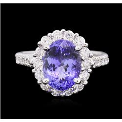 14KT White Gold 3.43 ctw Tanzanite and Diamond Ring