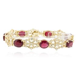 14KT Yellow Gold 30.97 ctw Ruby and Diamond Bracelet