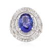 Image 1 : 14KT White Gold 4.67 ctw Tanzanite and Diamond Ring