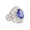 Image 2 : 14KT White Gold 4.67 ctw Tanzanite and Diamond Ring