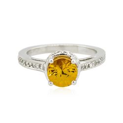 14KT White Gold 2.05 ctw Yellow Sapphire and Diamond Ring