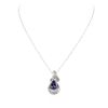Image 1 : 18KT White Gold 4.54 ctw Tanzanite and Diamond Pendant With Chain