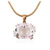 Image 1 : 14KT Rose Gold GIA Certified 38.99 ctw Kunzite and Diamond Pendant With Chain