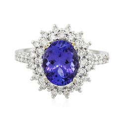 14KT White and Yellow Gold 2.83 ctw Tanzanite and Diamond Ring